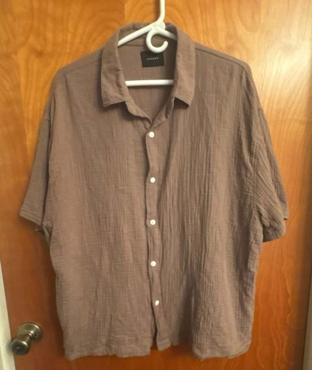 PacSun Cropped Boxy Camp Shirt Size L Brown